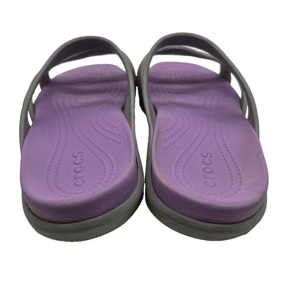 Crocs Meleen Twist Sandals Womens Gray Purple Summer Beach Comfort Size 10 - Picture 3 of 10